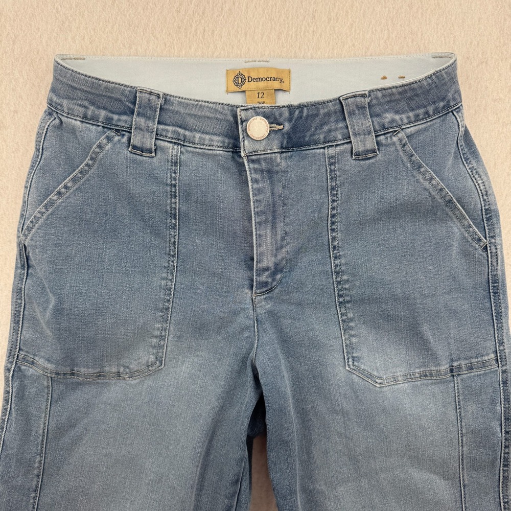 Democracy Ab Technology Light Wash Straight Patch Pocket Jeans Size 12 (32x29)